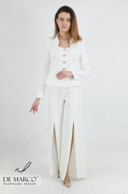 Biała garsonka ze spodniami Eleonora