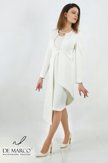 Asymmetrical, white women's jacket for the Communion dress - Nydia II.