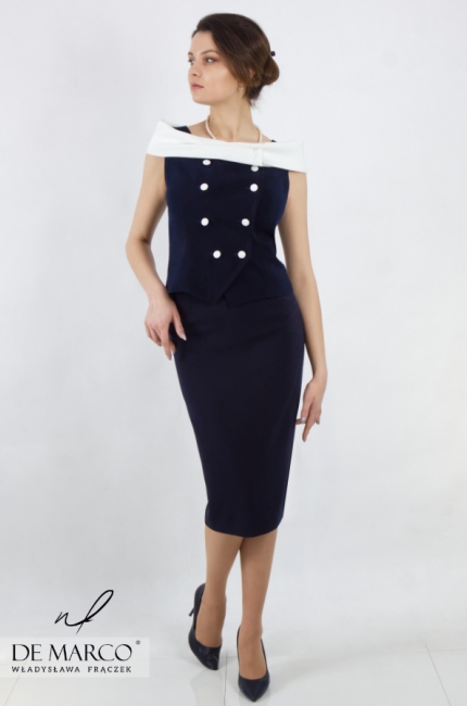 The navy blue Antonella III suit