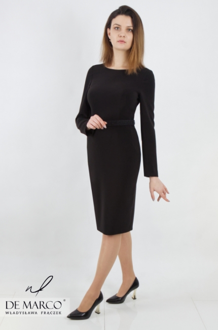 Elegant black midi pencil dress