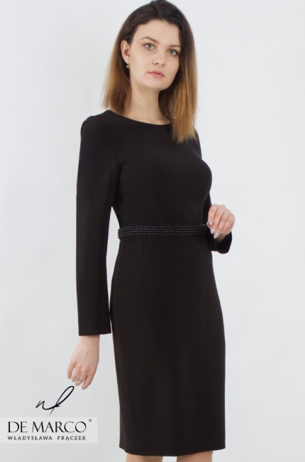 Czarna sukienka ołówkowa z długim rękawem Marion III. Polski producent