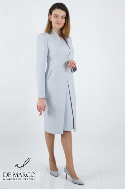 Luksusowa odzież dyplomatyczna - sukiena ołówkowa i lekki płaszczyk Carski W5