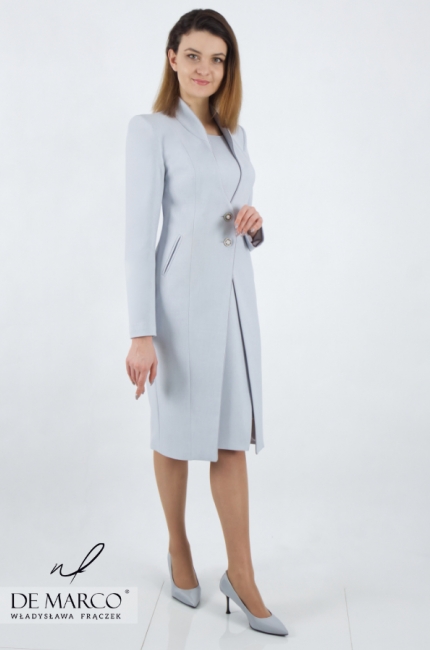 Luxurious diplomatic clothing - pencil dress and light coat Tsar's W5