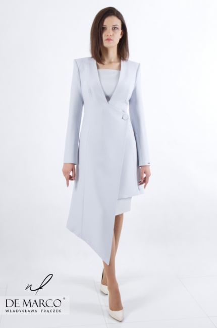 Klasyczna sukienka ołówkowa z asymetrycznym płaszczem - Hilariona
