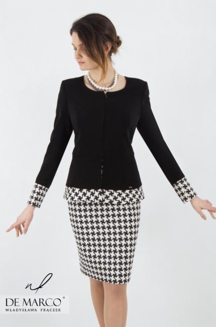 Women's business suit suit. Business starter set with a houndstooth pattern