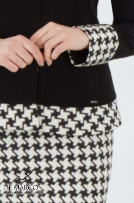 The original women's formal costume in a black and white checkered pattern. De Marco online store. Tailored sewing