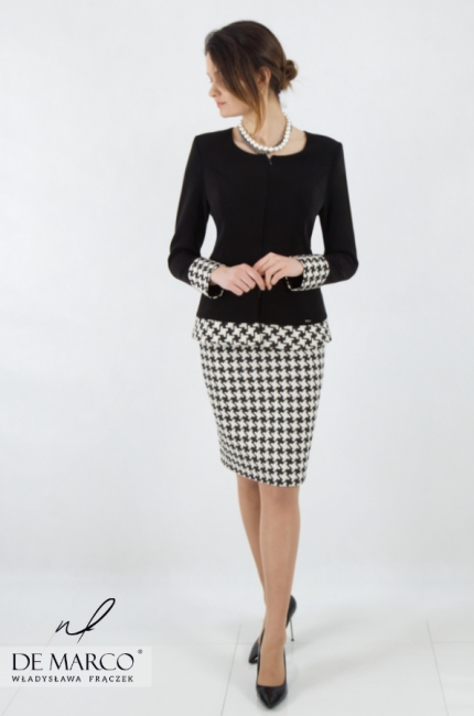 Exclusive slimming suit, black and white suit with houndstooth pattern