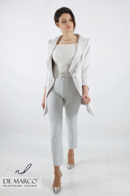 Women's gray fitted coat for spring summer. Polish producer