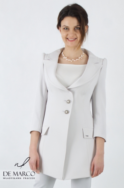 Light gray women's coat with a jacket cut