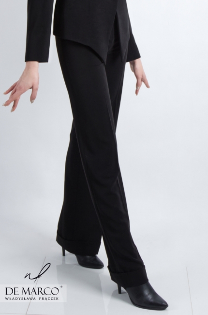 Classic elegant black women's suit. Formal women's set with pants. De Marco online store