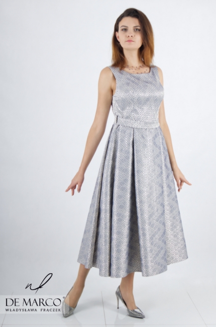 Exclusive midi jacquard cocktail dress. The most fashionable jacquard dresses for weddings, communions, baptisms, anniversaries