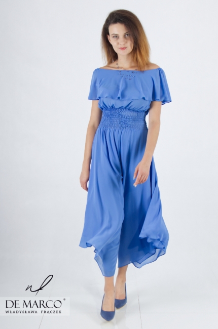 Fashionable blue women's formal jumpsuit