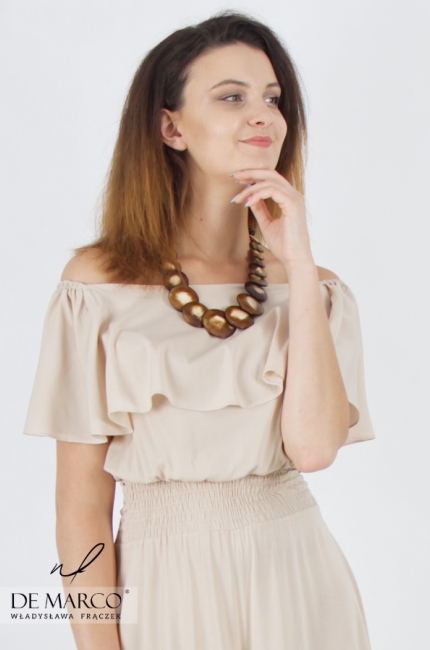 Exclusive beige women's overalls from the renowned Polish clothing company De Marco