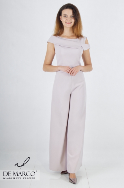 Elegant ladies' two-piece formal trousers in heather color. De Marco online store