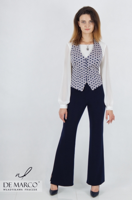 Classic white plain blouse with long sleeves. Elegant blouse for the De Marco suit vest