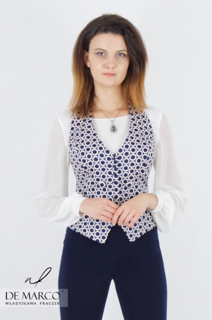 Unique fashionable classic white suit blouse. De Marco online store