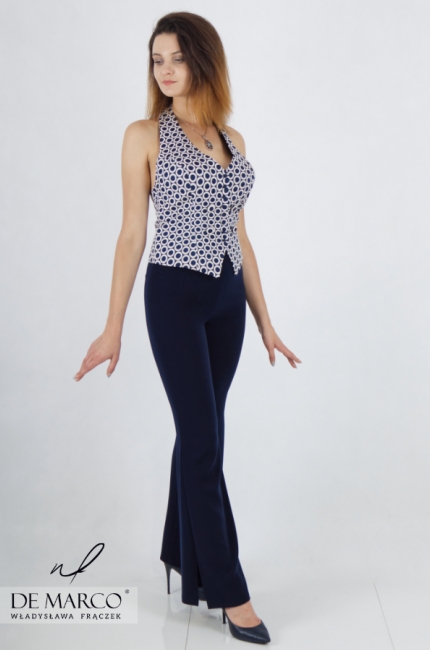A jacquard halter-type vest sewn in Poland. De Marco online store