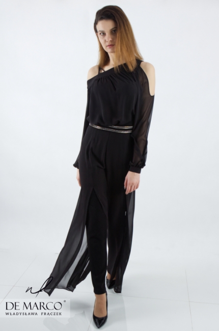 A loose black evening blouse sewn in Poland. De Marco online store