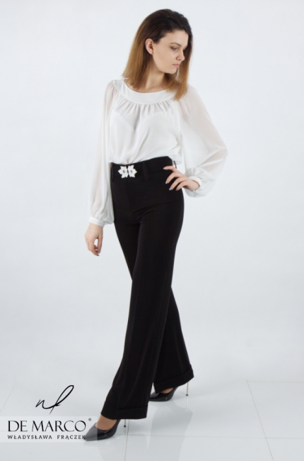 Elegant formal blouse with wide chiffon sleeves. Polish producer