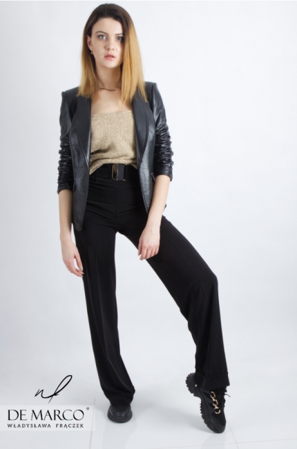 Elegant wide women's business pants. De Marco online store