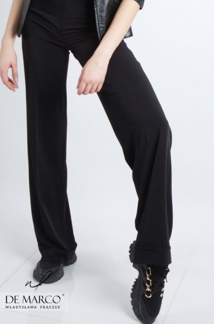 Klasyczne czarne spodnie biznesowe wizytowe. Spodnie z wysokim stanem idealne do żakietu