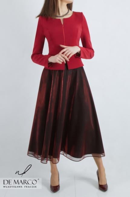 The most fashionable women's formal and business sets in red and burgundy. De Marco online store