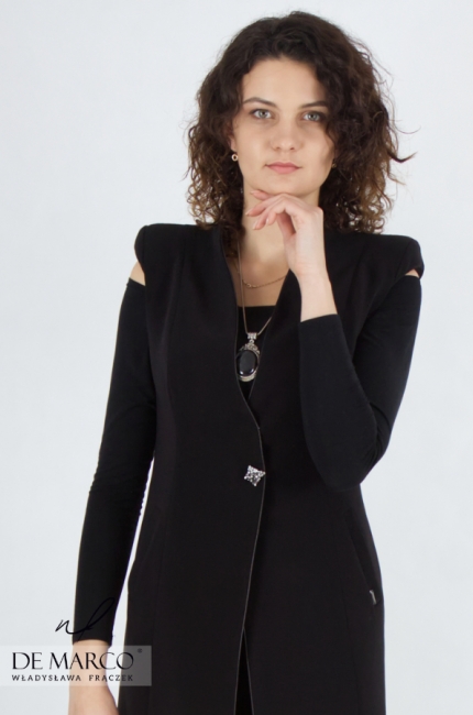 Women's black maxi vest. De Marco online store