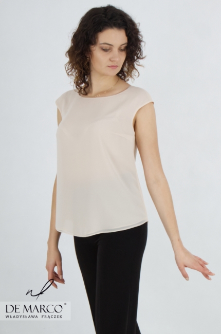 Universal beige blouses for women under a jacket. De Marco online store