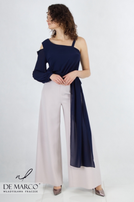 Formal one-shoulder blouse with a tie. De Marco online store
