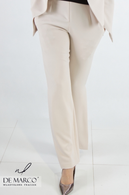Beżowe spodnium damskie biznesowe od projekatna De Marco