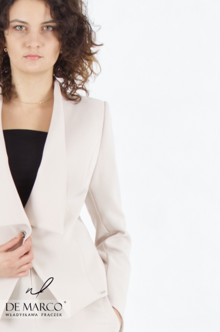 Luxurious women's beige suit. The most fashionable women's suits from a Polish manufacturer