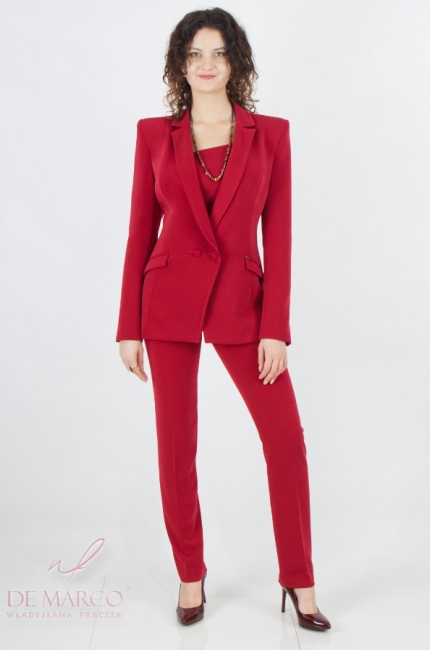 Tailored designer women's 3-piece pant suit. Fashionable styling for many occasions by De Marco