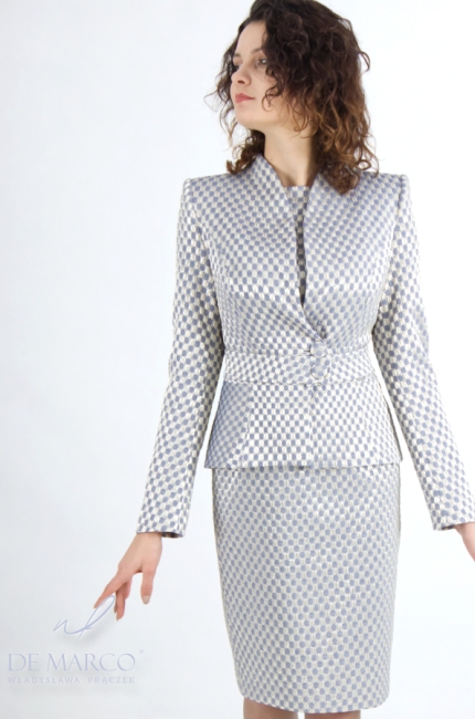 Stylish elegant women's costumes jacquard formal suits. De Marco online store