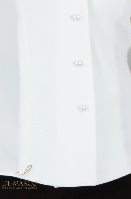 Gładka damska koszula biznesowa biała. Polski producent luksusowej odzieży do pracy wizytowej De Marco