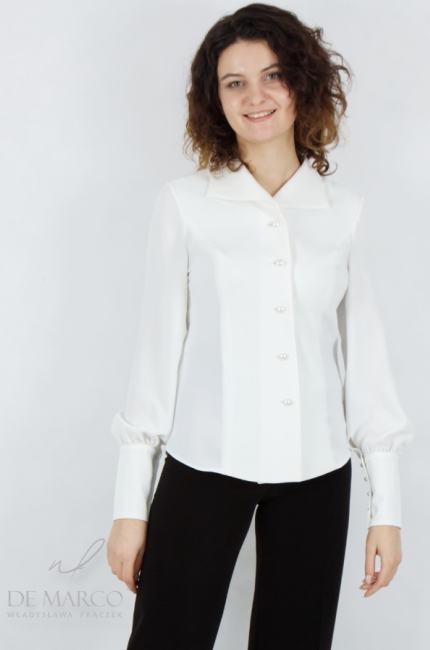 White women's formal shirt with buttons. De Marco online store