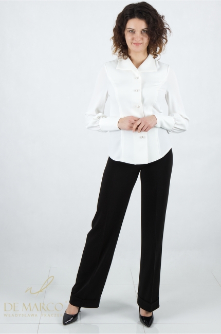 An elegant women's buttoned blouse, ideal for styling for business work in the office. De Marco online store