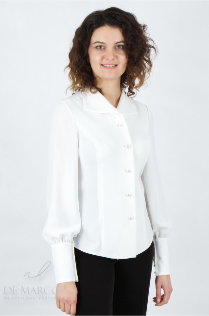 Elegant buttoned blouse women's formal shirt for work to the office for a meeting. De Marco online store