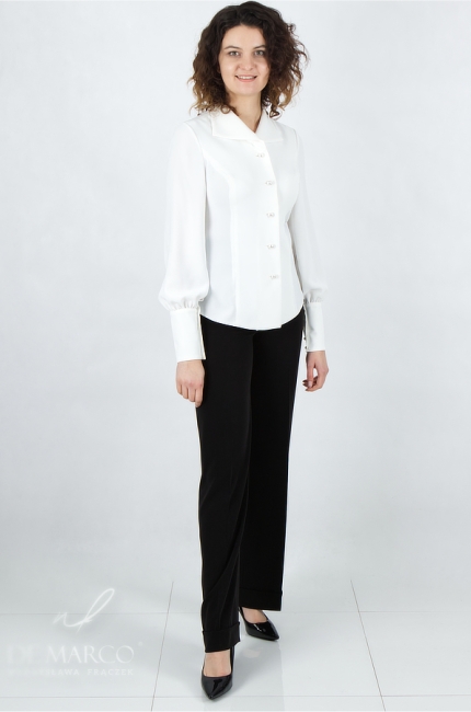 Elegant women's business shirts. The most fashionable stylizations for the office to work for a meeting, conference