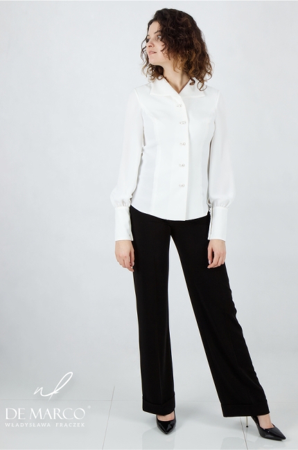 White women's shirt, sewn in Poland. De Marco online store