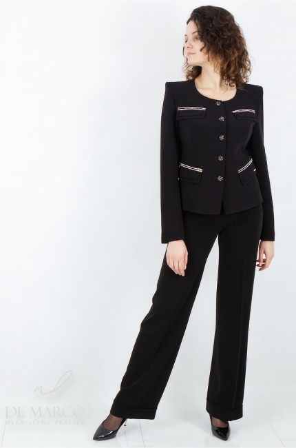 Exclusive women's suit in black. De Marco online store