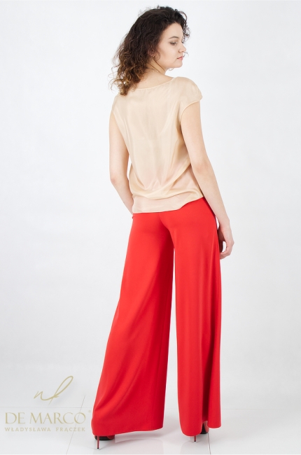 Luksusowe czerwone stylizacje wizytowe biznesowe ze spodniami. Szycie na miarę De Marco