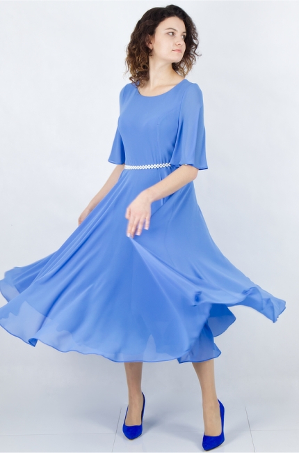 Classic elegant flared cocktail dress with short sleeves. De Marco online store