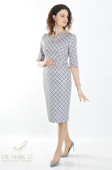 Elegant jacquard formal dress. Custom tailoring De Marco online store