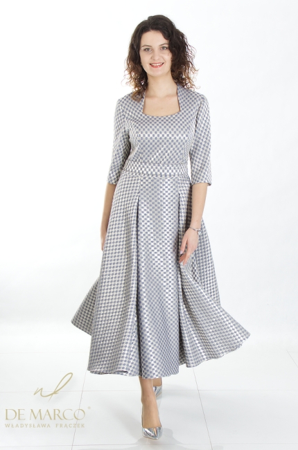 Najmodniejsze sukienki i suknie wizytowe z tkaniny żakardowej od polskiego producenta De Marco