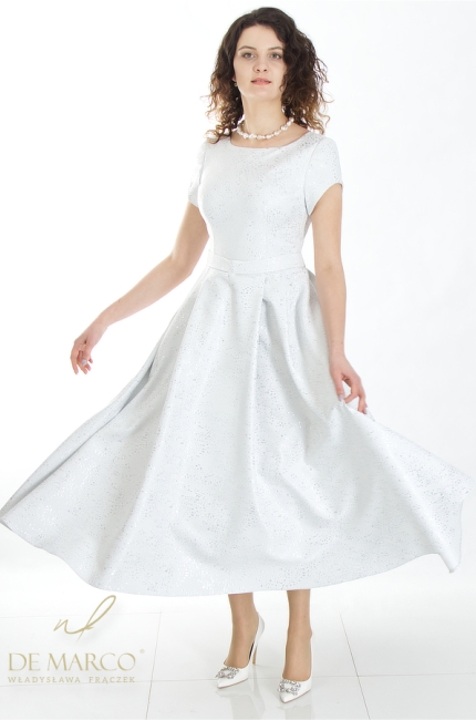 Luksusowa żakardowa sukienka wizytowa maxi rozkloszowana. Sklep internetowy De Marco