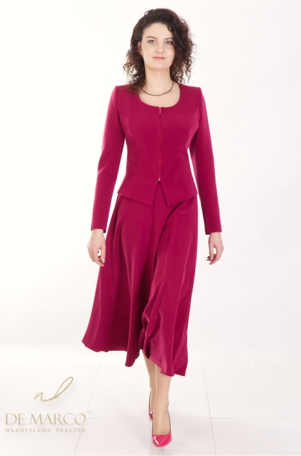 Luxurious women's two-piece set with a jacket and a skirt. Elegant women's business sets from the Polish manufacturer DE MARCO