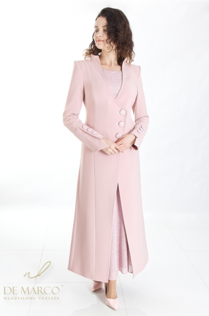 Luxurious dusty pink dress coat. De Marco online store