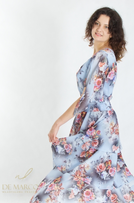 Fashionable summer stylizations in shades of blue and pink. Tailor made by designer De Marco
