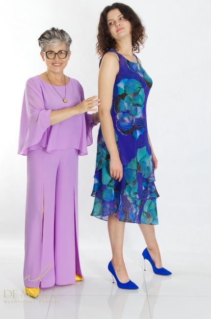 An elegant chiffon summer formal dress sewn in Poland. De Marco online store