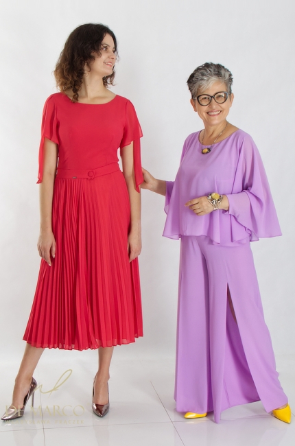 Luxurious cocktail dress in the style of the First Lady of the Republic of Poland. Pleated cocktail dress from the Polish designer of the First Lady of Poland, Władysława Frączek De Marco
